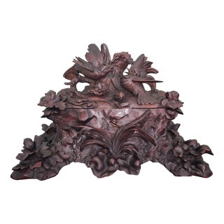 French Black Forest Jewelry Box with Birds and Vase Holder, 1950 For Sale