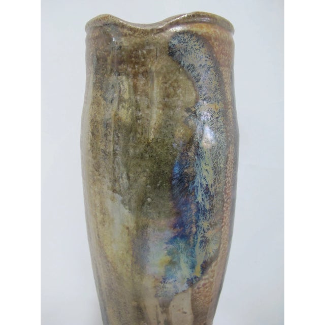 Sandra Johnstone Abstract Salt Glazed Stoneware Pottery Vessel 16 1/4" Vase For Sale In Portland, OR - Image 6 of 14