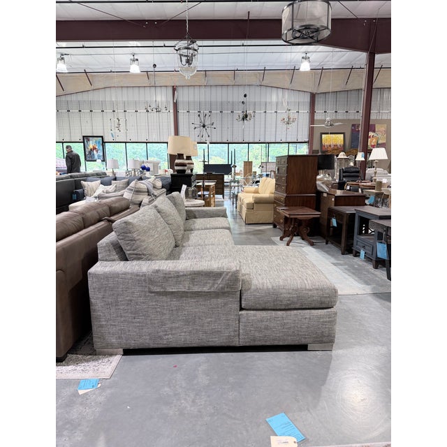 Contemporary Ethan Allen Conway Greige Chaise Sectional Sofa For Sale - Image 3 of 10