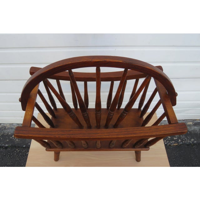 Late 20th Century Solid Oak Vintage Newspaper Stand Magazine Rack For Sale - Image 5 of 13