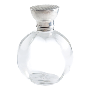 Edwardian Sterling Silver & Cut Glass Perfume Scent Bottle — Hallmarked, Engine-Turned Cap, C. 1900–1910