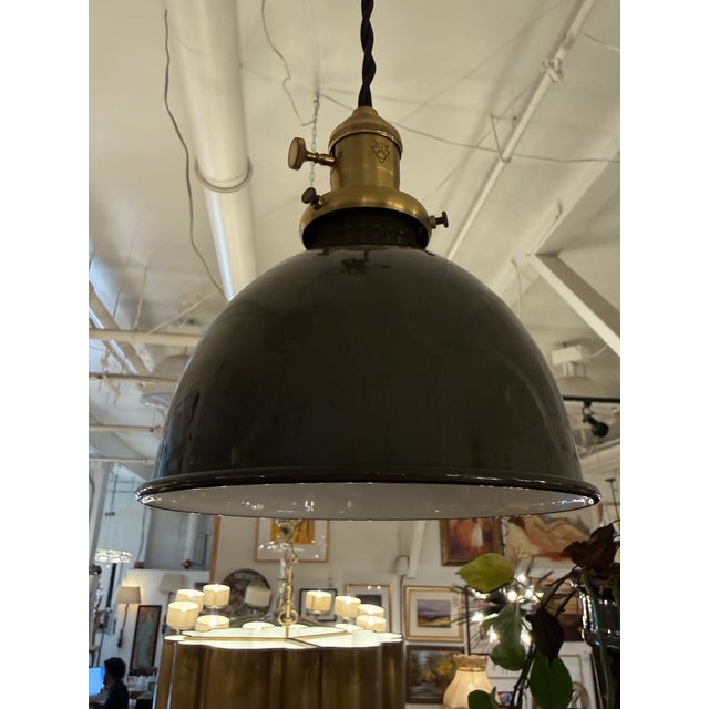 Industrial Schoolhouse Electric Apartment Pendant Light For Sale - Image 3 of 12