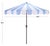 Modern Meze 9 Ft Crank Umbrella, Baby Blue Cabana Stripe/Brown Pole For Sale - Image 3 of 9