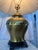 MCM Urn Style Brass Lamp With Champagne Softback Bell Lamp Shade. Lamp also Features Scalloped Trim at the Top and lamp...