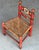 Folk Art Vintage Handpainted Red Blue Flowers Rattan Seat 16" Tall For Sale - Image 3 of 3