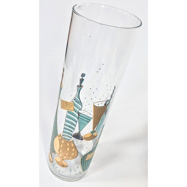 Teal Mid-Century Teal and Gold Cocktail Pitcher For Sale - Image 8 of 14