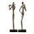 Modern Abstract Cast Aluminum Jazz Musician Sculptures, Set of 2, Silver Metal Figurines, Flute & Guitar Players Contemporary Music Decor 16” Statues For Sale