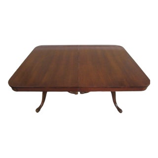 Vintage Mahogany Double Pedestal Dining Table with Leaves For Sale