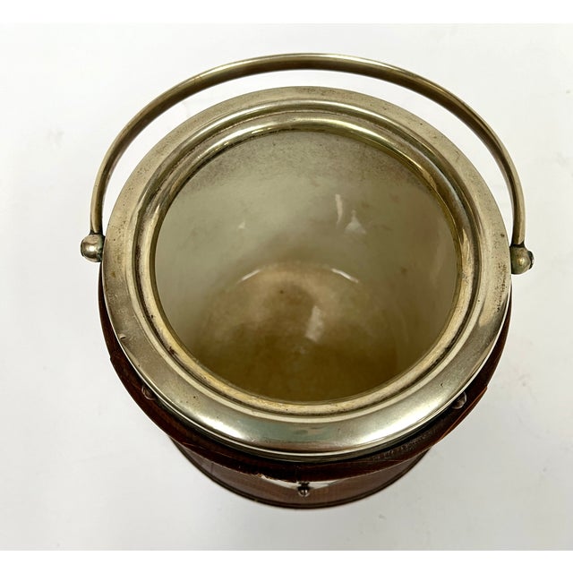 English Antique English Oak Biscuit Barrel with Silver Trim For Sale - Image 3 of 10