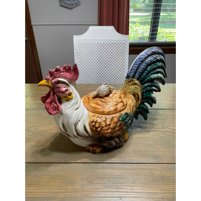 Vintage 1970s Italian Ceramic Majolica Rooster Tureen For Sale - Image 17 of 18