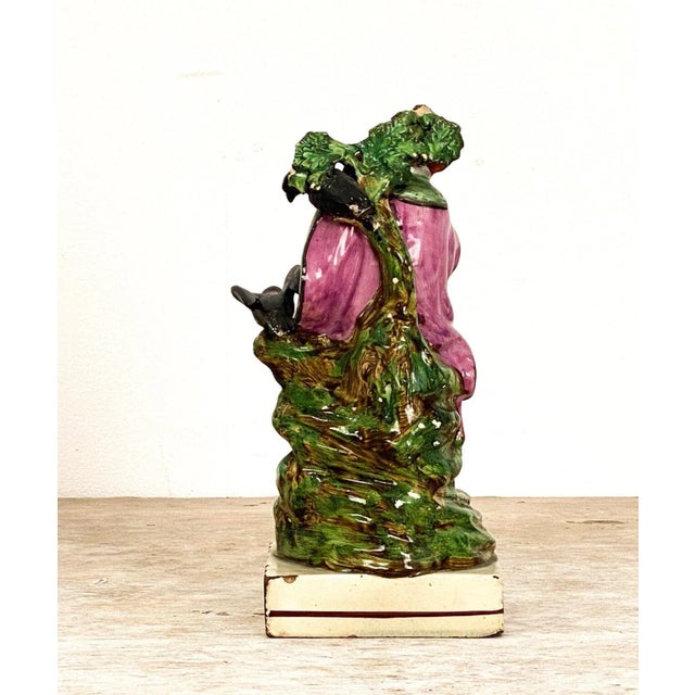 English "Elijah and the Raven" Staffordshire Figure, England 19th Century For Sale - Image 3 of 7