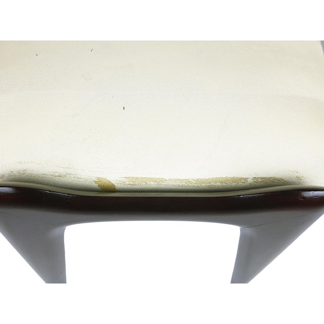 Black Mid-Century Modern Italian Ottomans in Ivory Skai and Wood, 1950s, Set of 2 For Sale - Image 8 of 10