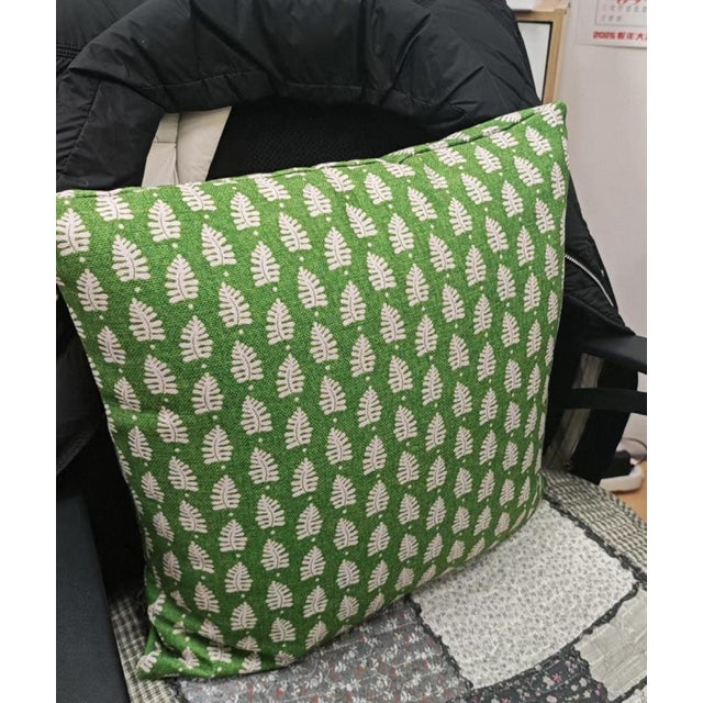 Contemporary “Caledonia”Green 18-Inch Throw Pillow For Sale - Image 3 of 4