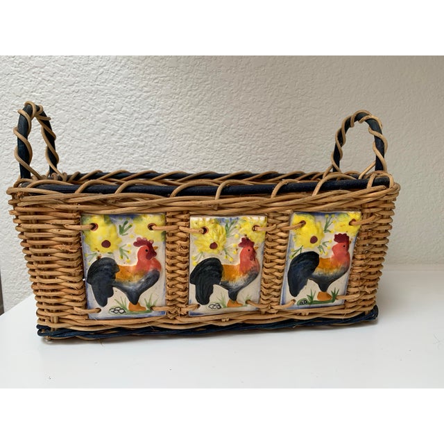 Vintage Rustic Wood Sunshine Rooster Basket For Sale In Sacramento - Image 6 of 8