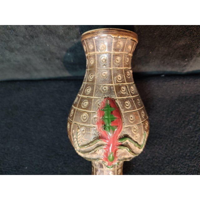 White Chinese Ceramic Vase,Brown Glaze Porcelain Vase Hand Carved Spider Pattern For Sale - Image 8 of 12