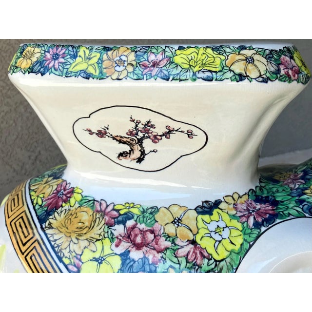 Whimsical Mid 20th-Century Highly Glazed Earthenware Elephant Garden Stool / Plant Stand For Sale - Image 14 of 18