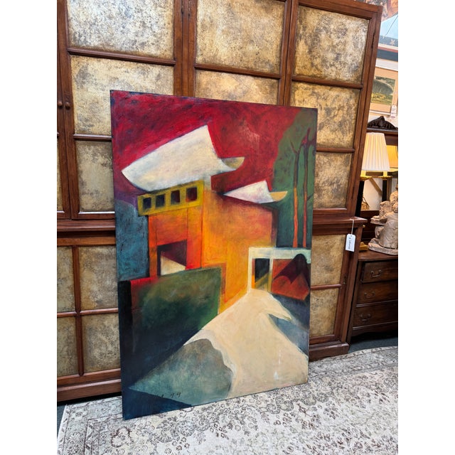 Katherine Dunn Giacometti Courtyard Oil Painting, Circa 1999 For Sale - Image 11 of 12
