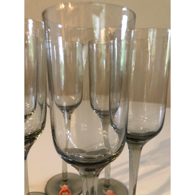 Vintage Danish Gray Smoked Gray Glass Holmegaard Cordial Stem Glasses