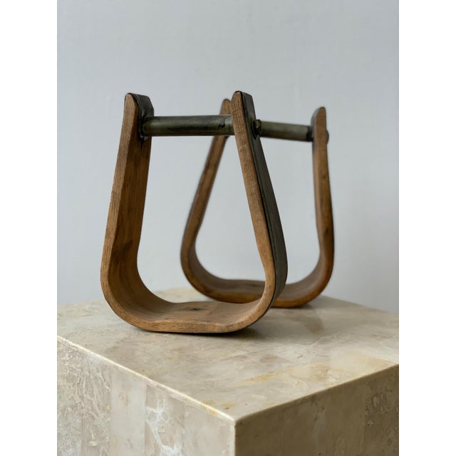 Vintage Wood & Tin Riding Bell Stirrups Pair Chairish