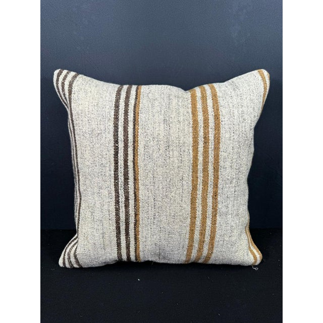 Turkish Hemp Pillow Cushion Natural Beige Yellow Cushion Cover 20"x20" For Sale - Image 4 of 4