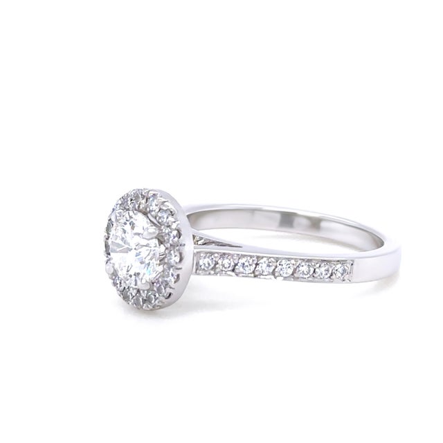 Contemporary Platinum & 18ct White Gold Diamond Engagement and Wedding Ring Set 1.16ct, Size 5.5 For Sale - Image 3 of 15
