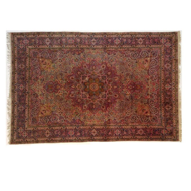1930's Persian Pink and Blue Lavar Kerman Rug, 10'7" X 16' For Sale In New York - Image 6 of 6