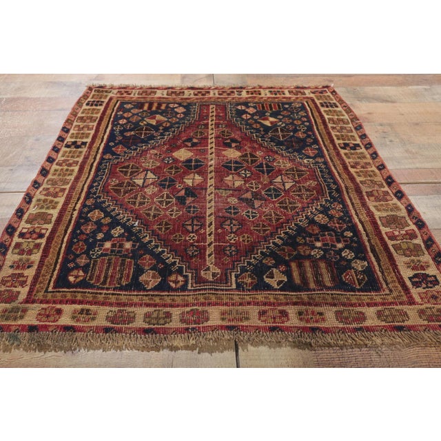 Burgundy Antique Persian Shiraz Rug - 02'07 X 03'03. For Sale - Image 8 of 9