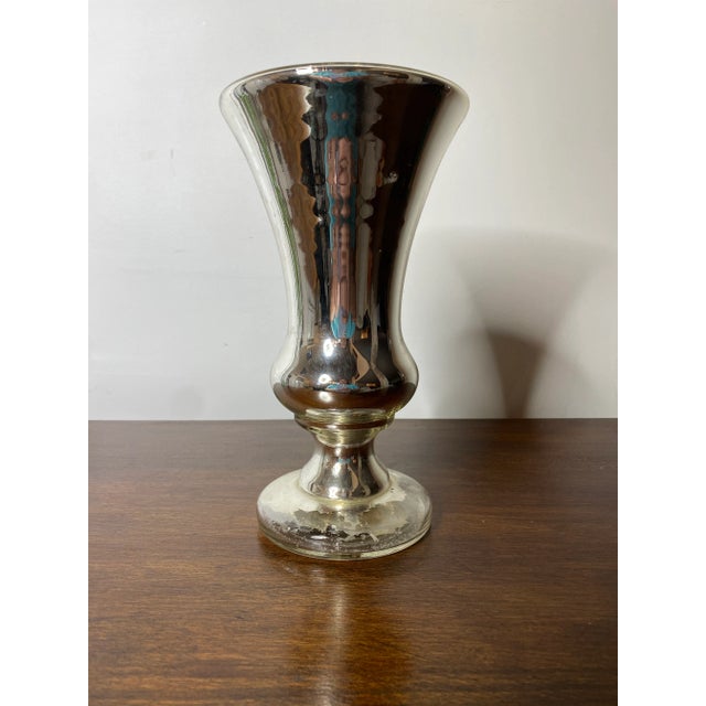 Glass Antique Mercury Glass Vase For Sale - Image 7 of 7