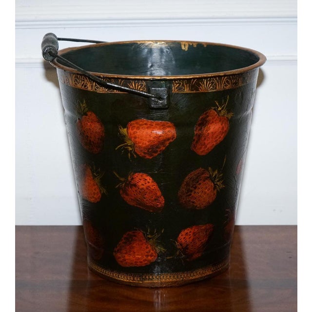 Vintage Metal Traditional Decoupage Ice Bucket with Strawberry Decorations For Sale - Image 11 of 16