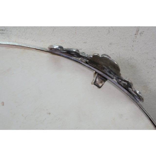 Glass Antique Victorian Art Nouveau Round Plateau Mirror Dresser Bar Vanity Tray 15" For Sale - Image 7 of 11