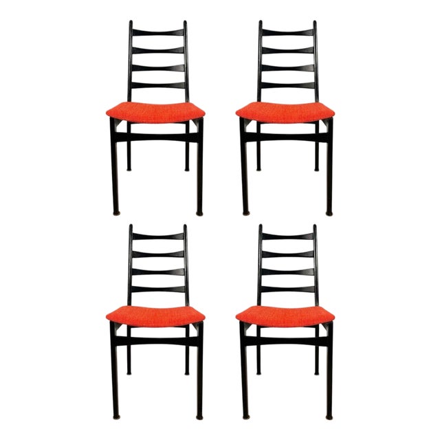 Mid 20th Century Set of 4 Italian Mid-Century Modern Ladder-Back Dining Chairs For Sale