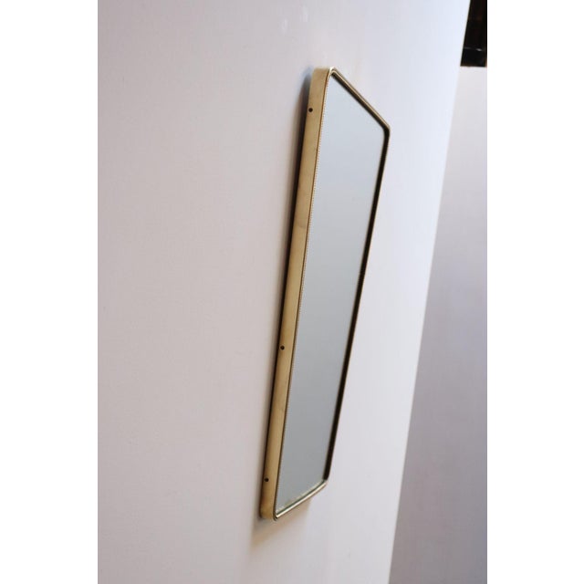 Italian Modern Contour Wall Mirror With Beaded Brass Frame After Gio Ponti For Sale - Image 16 of 17