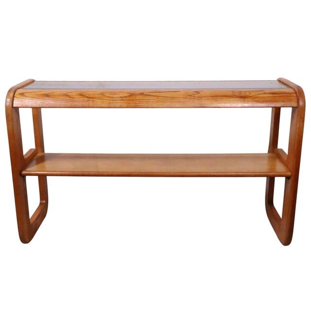 Mid 20th Century Mod Lou Hodges Oak and Glass Console Table For Sale - Image 17 of 18