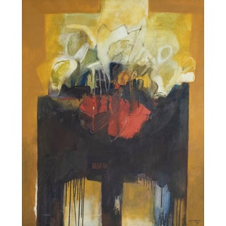 After Antonio San Martín, Abstract Composition with Floral Motif, Oil Painting For Sale
