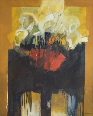 After Antonio San Martín, Abstract Composition with Floral Motif, Oil Painting