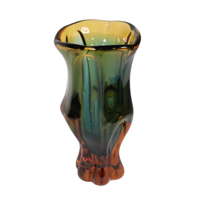 Green Mid Century Bohemian Art Glass Vase by Josek Hospodka for Chribska C. 1960's For Sale - Image 8 of 12