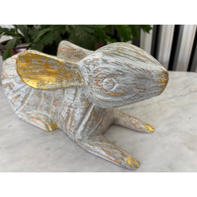 1990s Folk Art Carved Wooden Rabbit Figure For Sale - Image 6 of 10