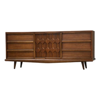 1960s American of Martinsville 77” Walnut Dresser For Sale