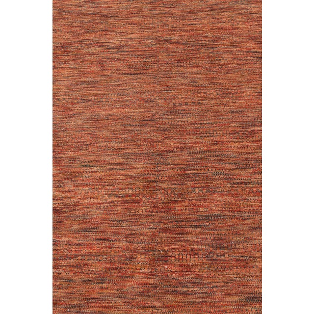 4' x 16' Savannah Hand Knotted Modern Red Rust Wool & Silk Rug For Sale - Image 12 of 18