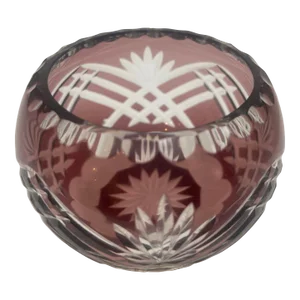 Vintage Bohemian Crystal Votive Candle Holder in Prune Color