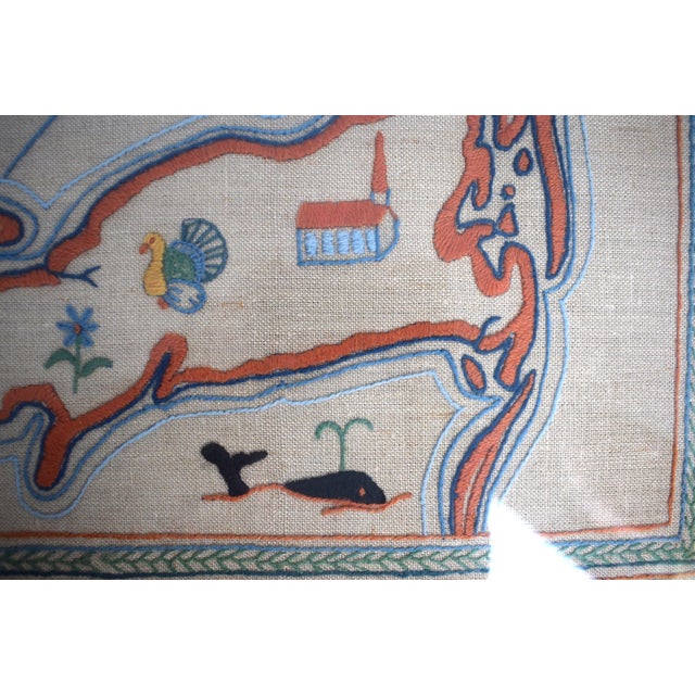 Cap Codd C1930s Crewel Embroidered Map For Sale - Image 4 of 8