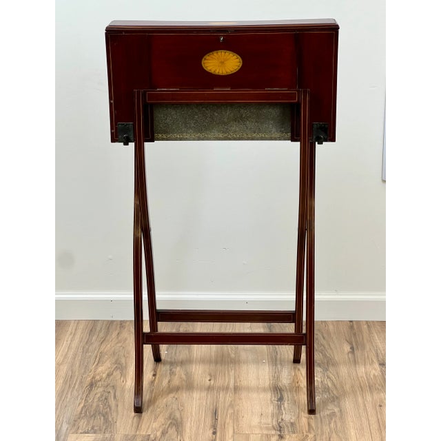 Wood Antique Mahogany English Folding Campaign Desk by j.c. Vickery For Sale - Image 7 of 9