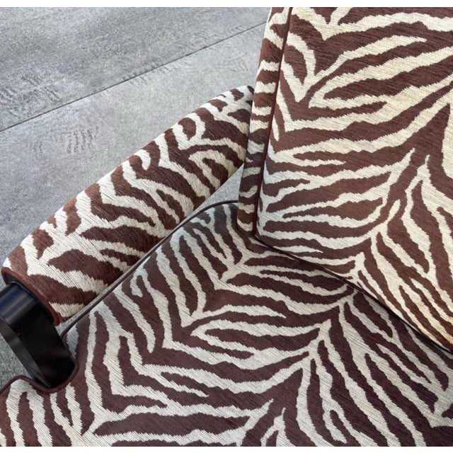 Larry Laslo for Directional Zebra Pattern Wood Frame Lounge Club Chairs, a Pair For Sale In West Palm - Image 6 of 8