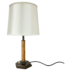 Art Deco Brass and Wood Table Light, Germany, 1930s