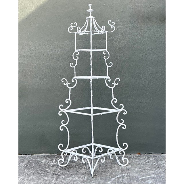 Vintage Wrought Iron Pagoda Etagere For Sale - Image 4 of 12