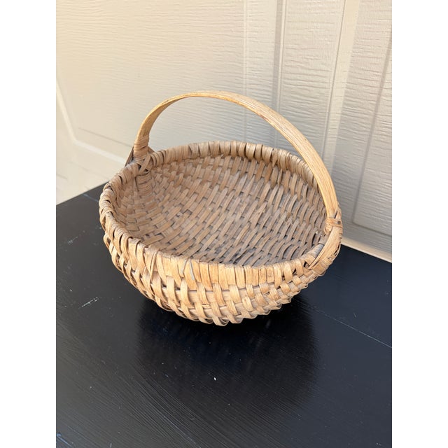 Late 19th Century Antique American Splint Oak Basket With Handled Form, Late 19th Century For Sale - Image 5 of 13