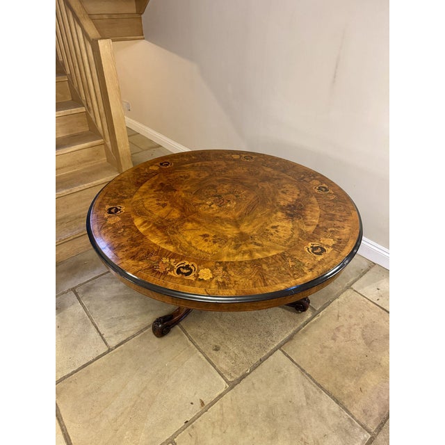 Antique Victorian Marquetry Inlaid Centre Table, 1860 For Sale - Image 9 of 11