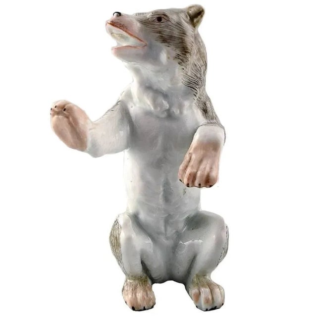 Antique Porcelain Figurine of Standing Bear in the Style of Meissen, Late 19th Century For Sale - Image 6 of 6