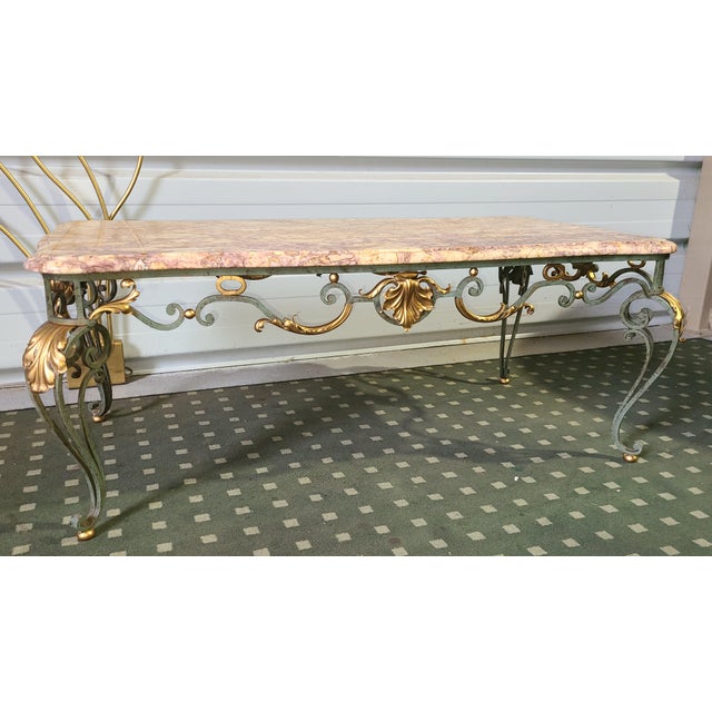 Wrought Iron and Marble Coffee Table, 1950s For Sale - Image 12 of 12