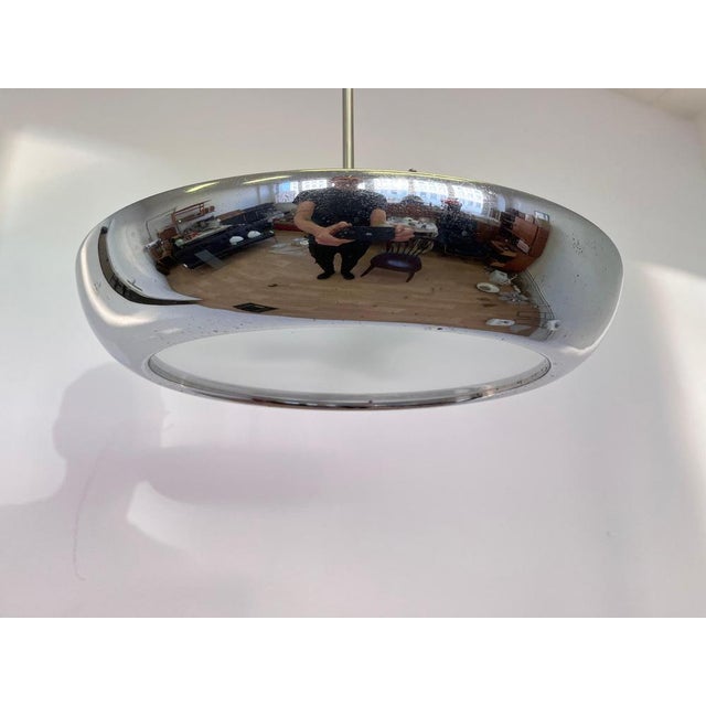 Silver Bauhaus Chrome UFO Pendant attributed to Josef Hurka for Napako, 1940s For Sale - Image 8 of 9